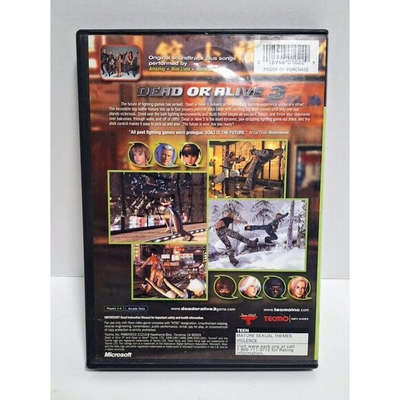 2001 MICROSOFT XBOX TECMO DEAD OF ALIVE 3 CIB COMPLETE IN BOX TESTED WORKS - Picture 3 of 6